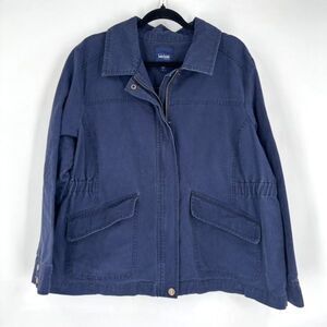 VTG Y2K Basic Editions Women's Barn Chore Canvas Navy Blue Jacket Coat Size 1X